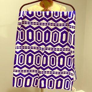 Blue and White Geometric Scarf